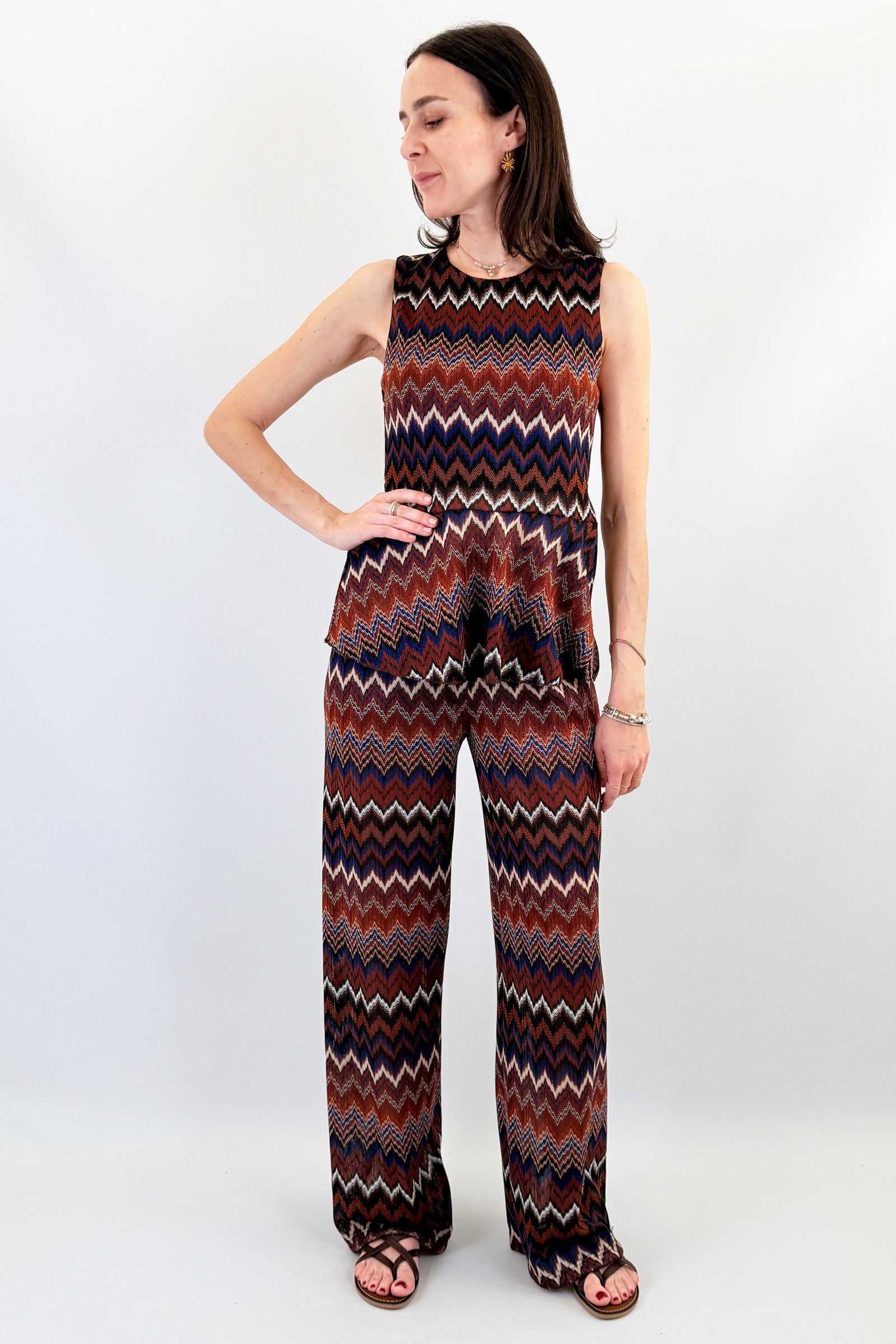 Pantalone fantasia zigzag