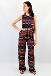 Pantalone fantasia zigzag