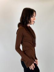 Cardigan con ecopelliccia