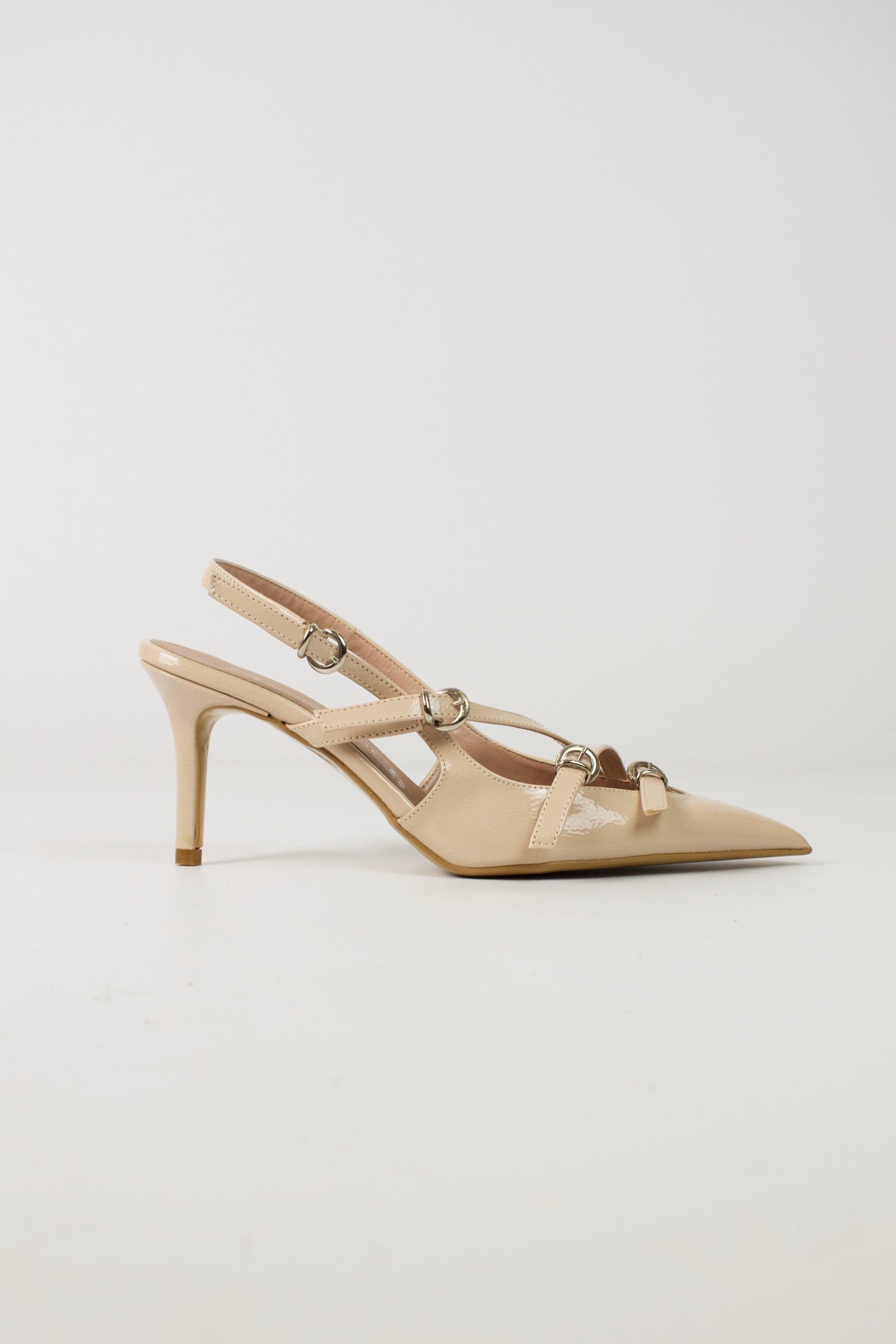 Slingback 3 fibbie vernice