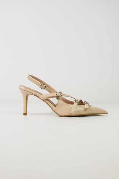 Slingback 3 fibbie vernice