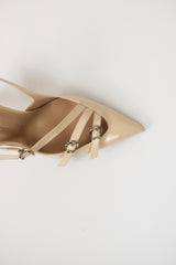 Slingback 3 fibbie vernice