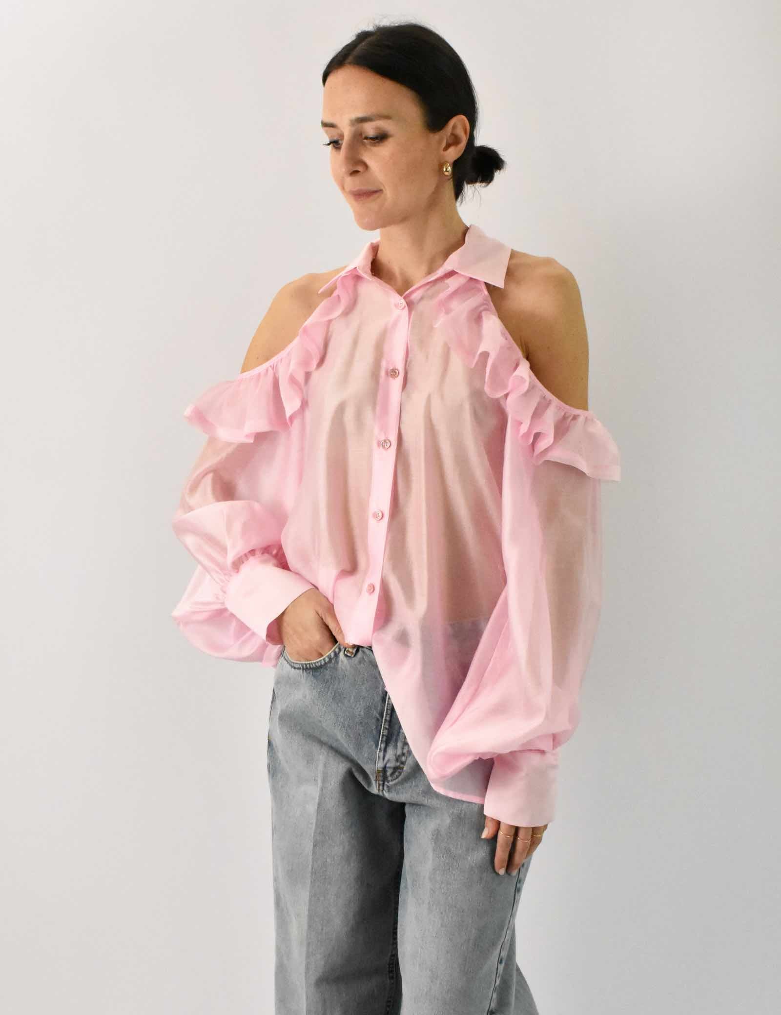 Camicia rouches cut out