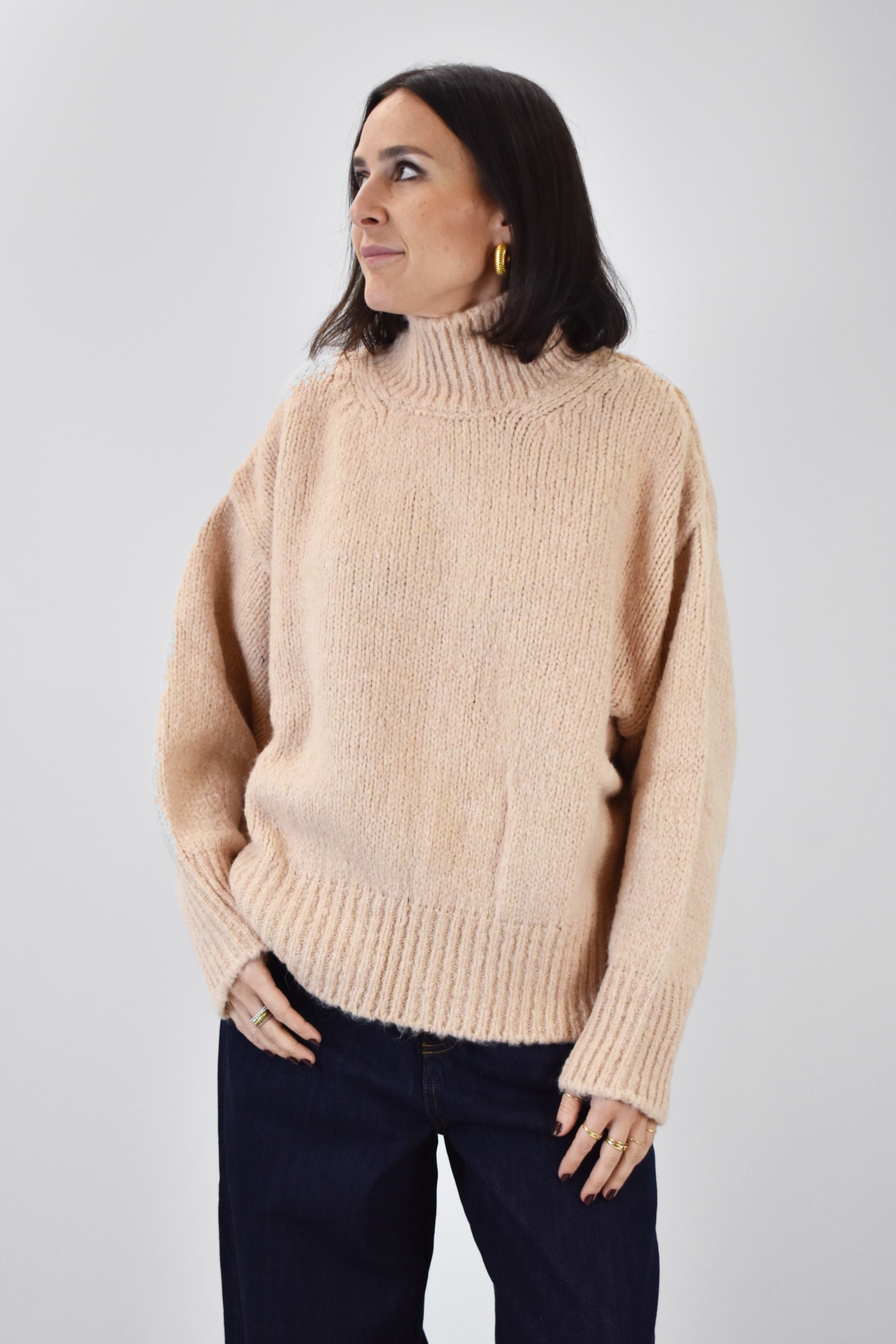 Maglia collo alto misto lana