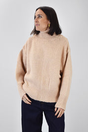 Maglia collo alto misto lana