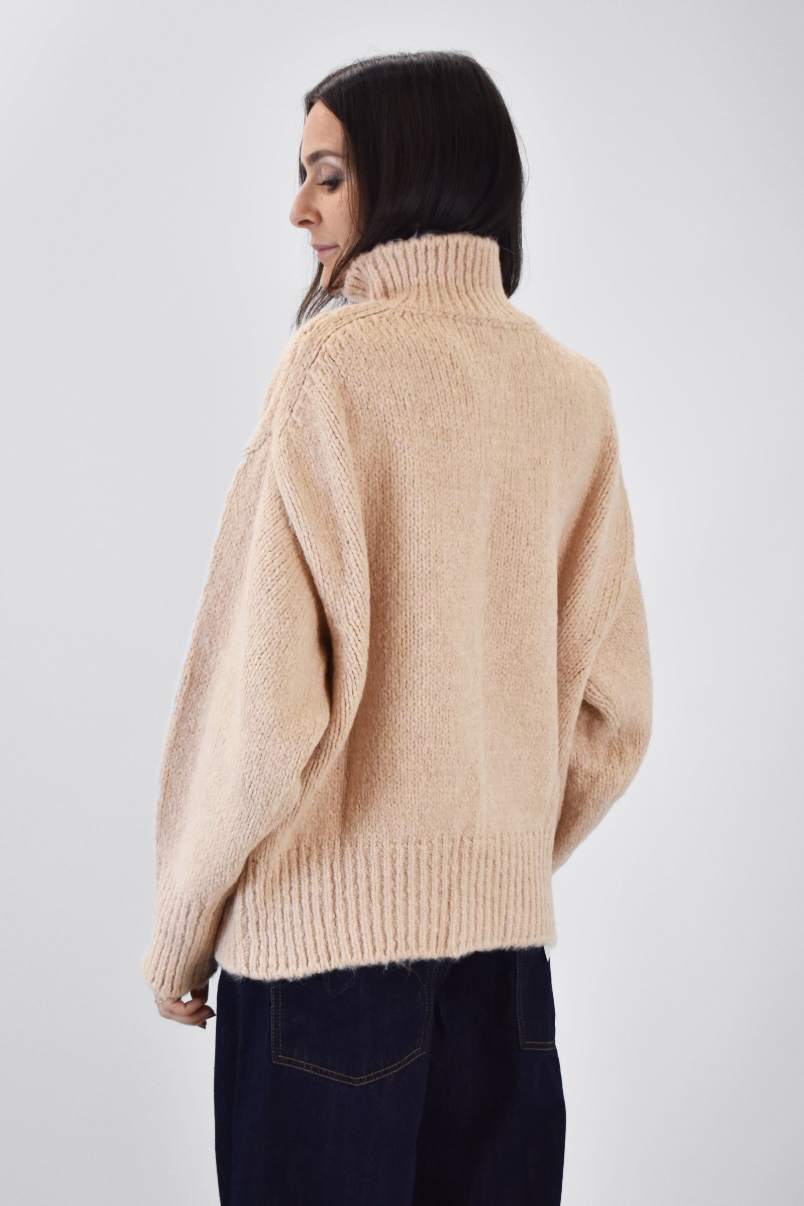 Maglia collo alto misto lana