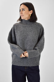 Maglia collo alto misto lana