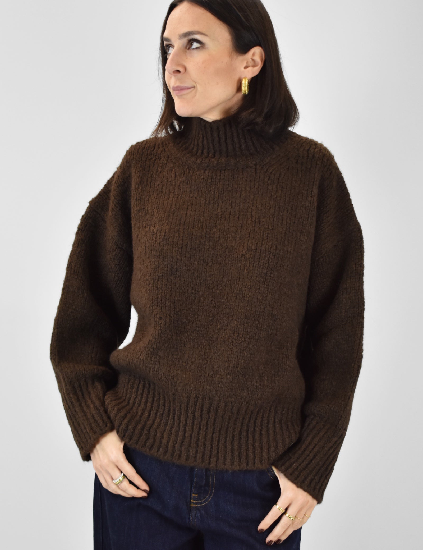 Maglia collo alto misto lana