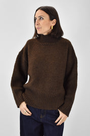 Maglia collo alto misto lana