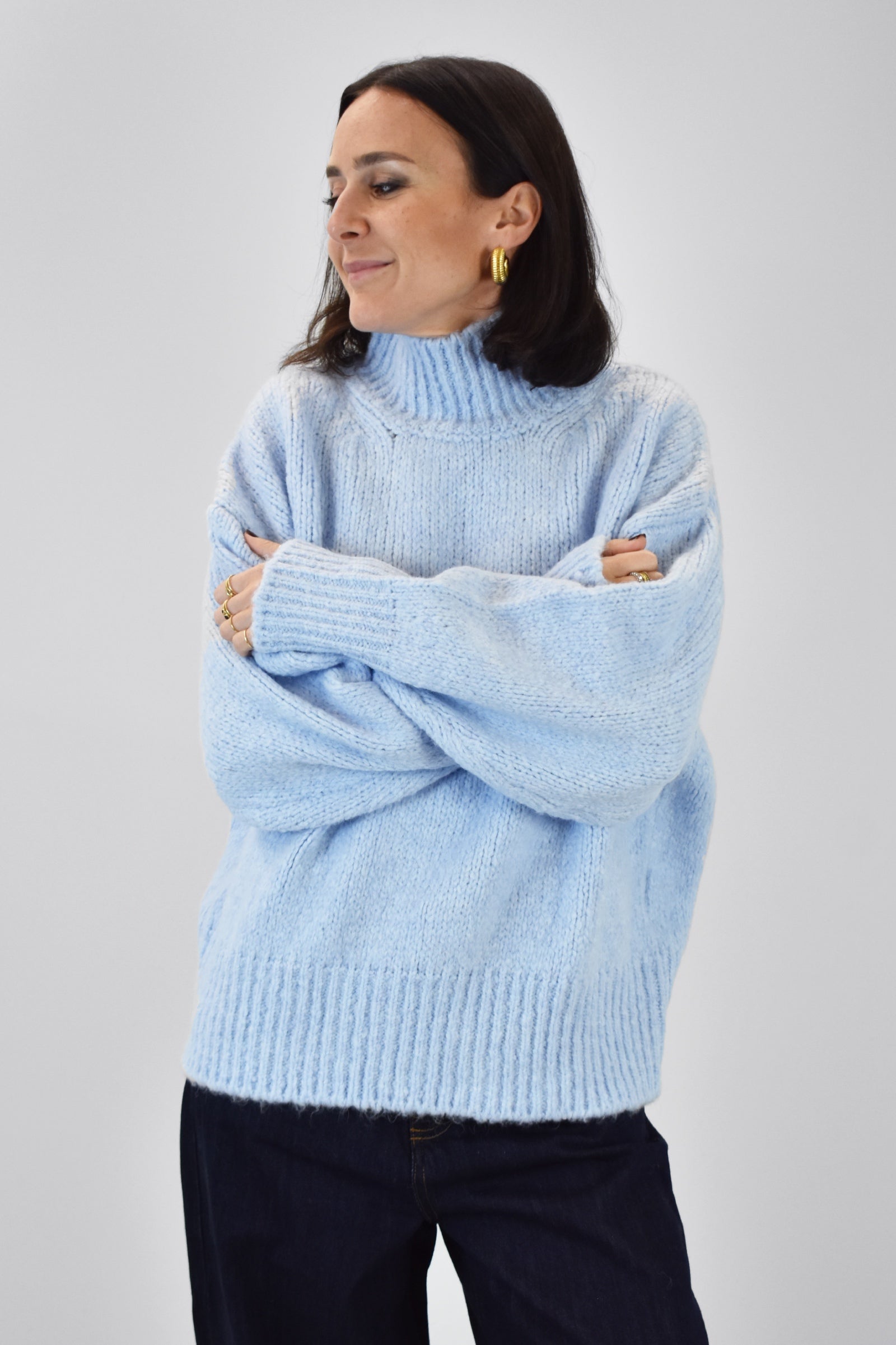 Maglia collo alto misto lana