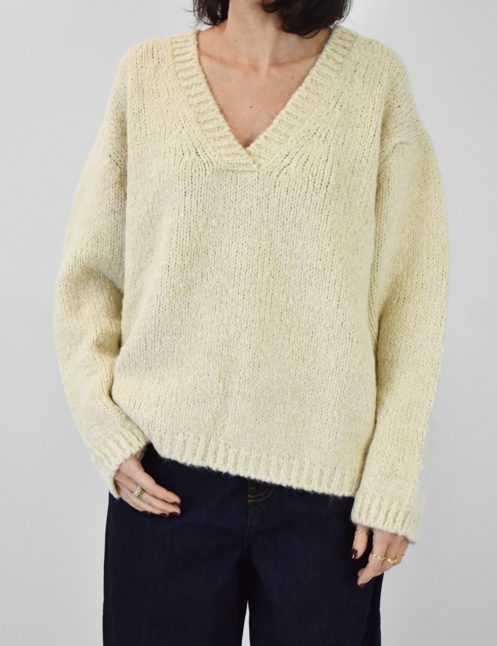 Maglia V misto lana alpaca