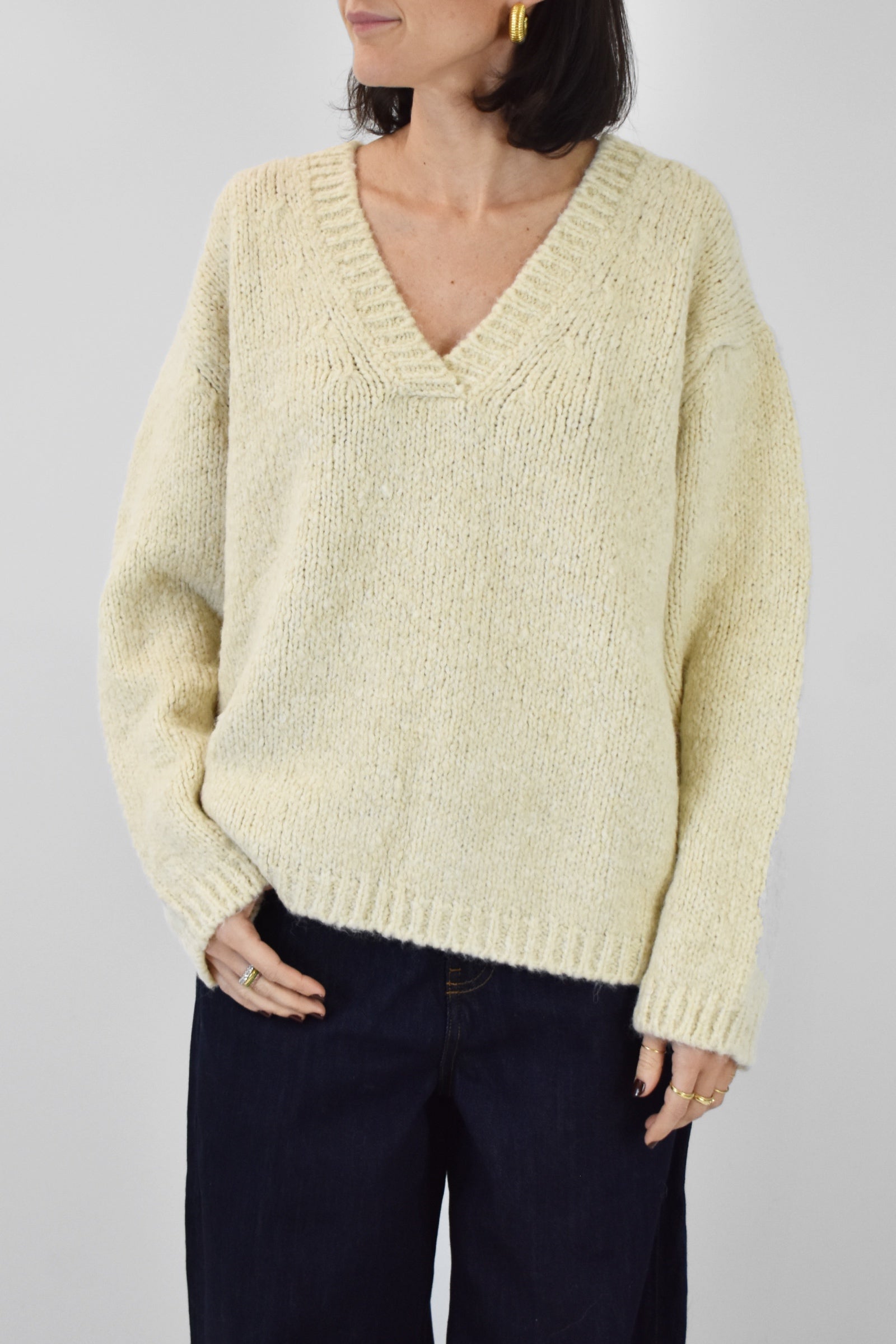 Maglia V misto lana alpaca