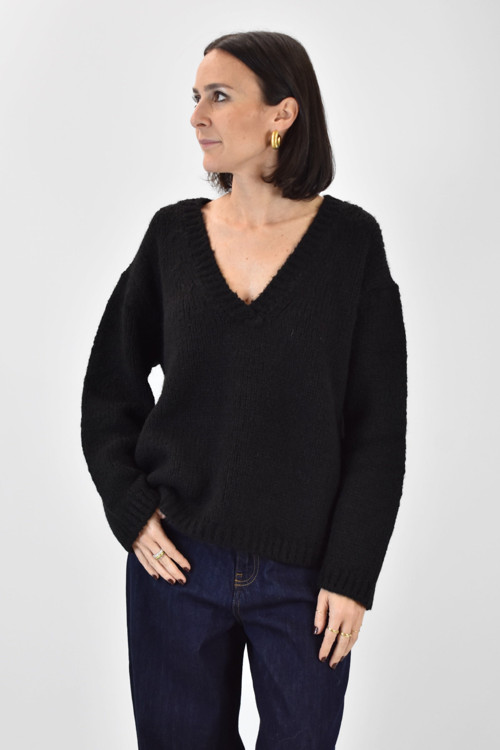 Maglia V misto lana alpaca