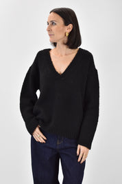 Maglia V misto lana alpaca