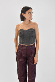 Top stecche denim nero