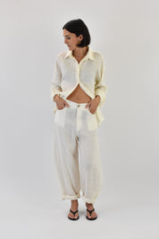 Pantalone balloon 100% lino