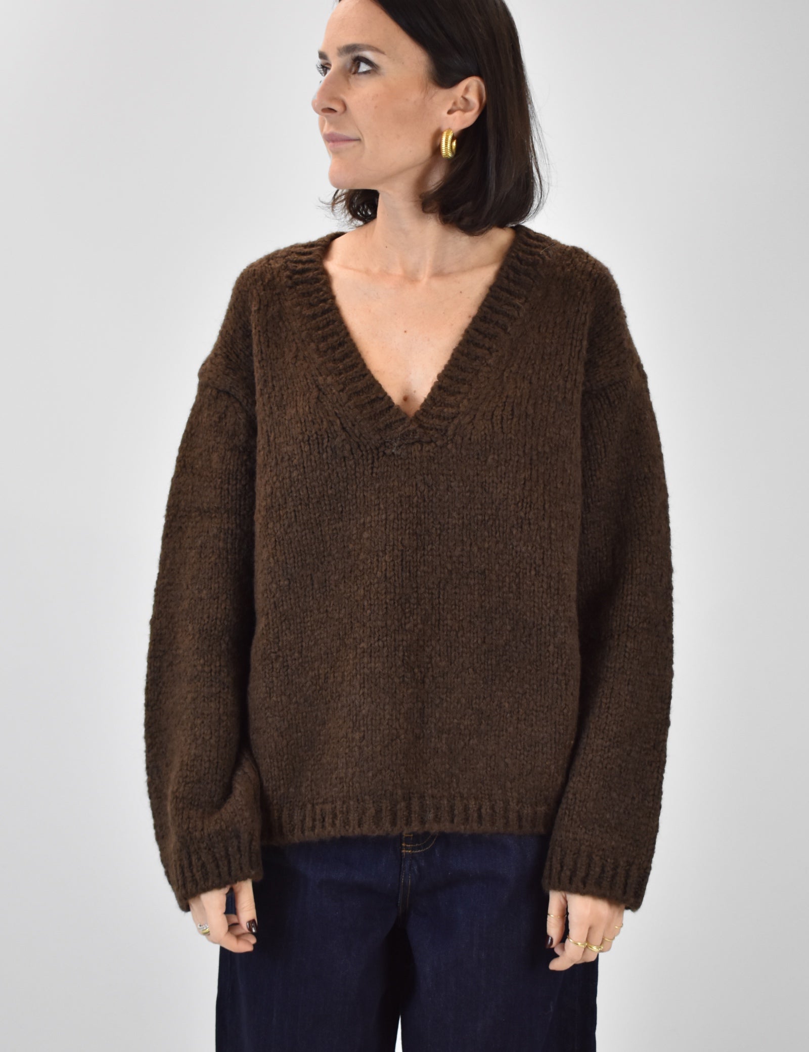 Maglia V misto lana alpaca