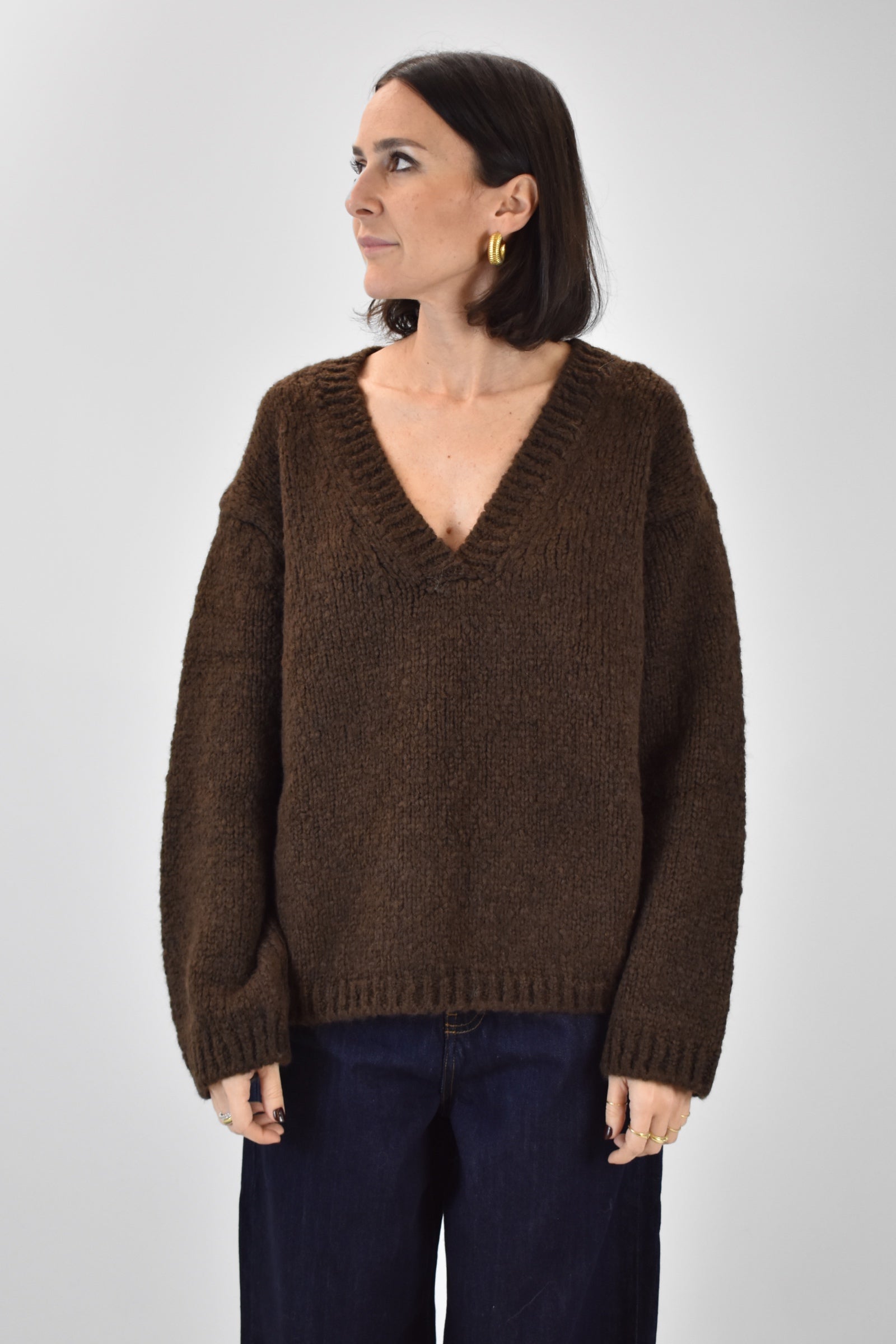 Maglia V misto lana alpaca