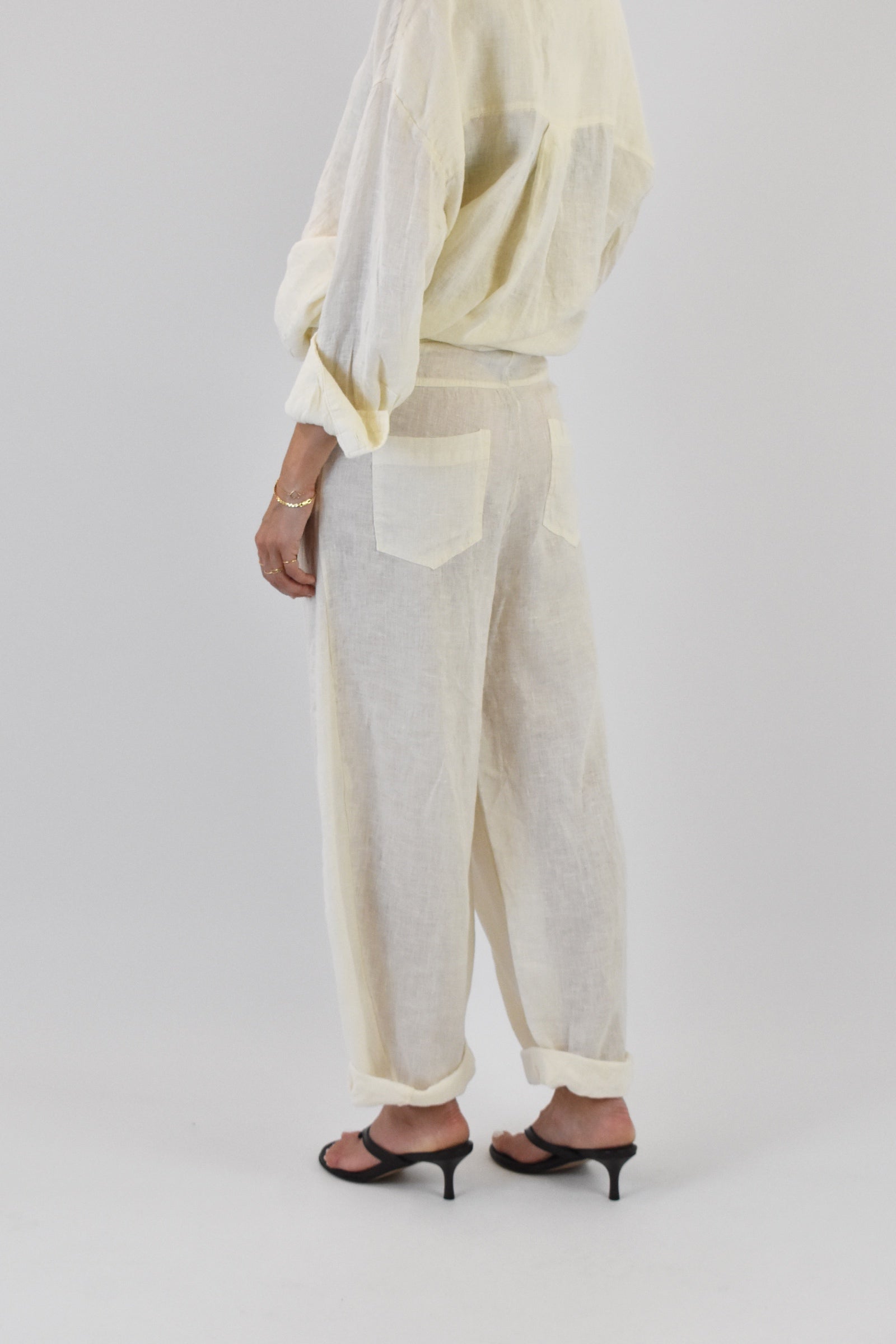 Pantalone balloon 100% lino