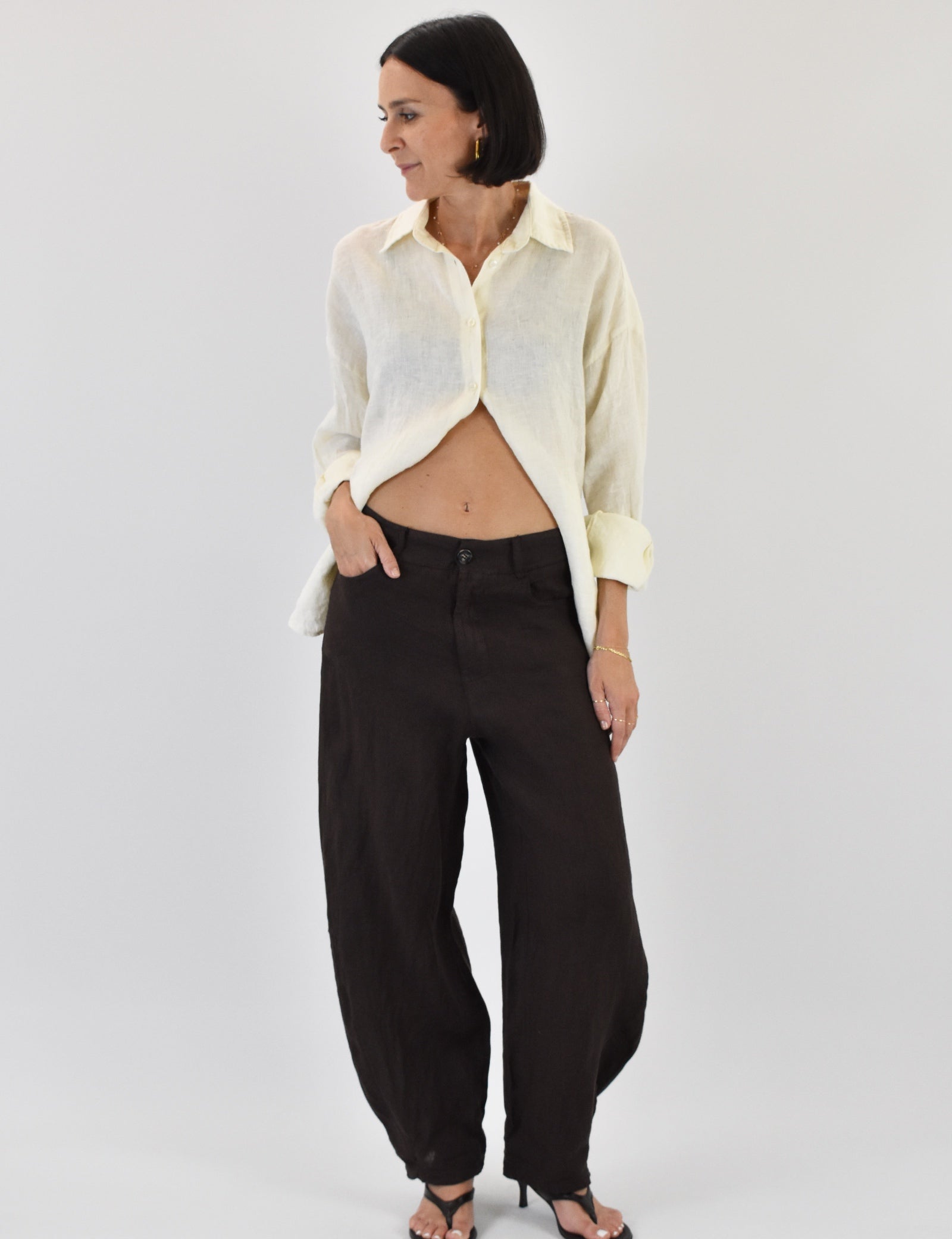 Pantalone balloon 100% lino