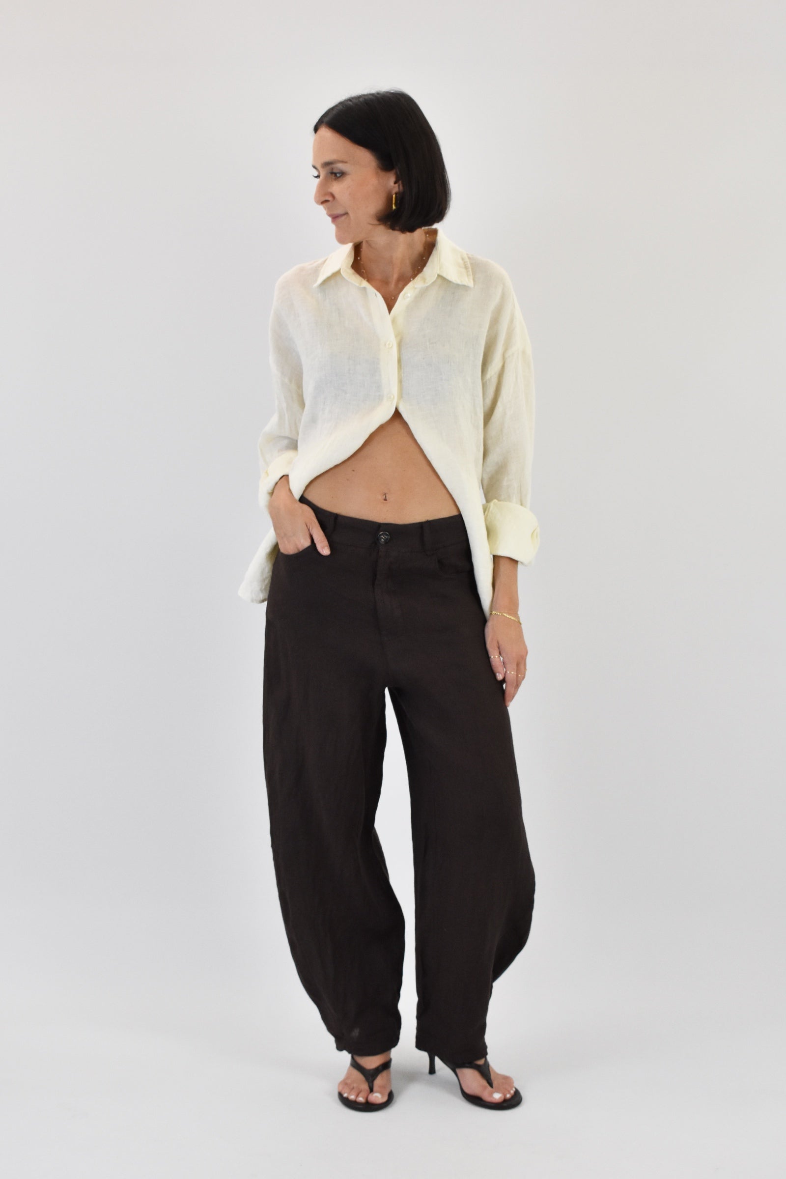 Pantalone balloon 100% lino