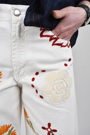 Jeans wide leg ricamato