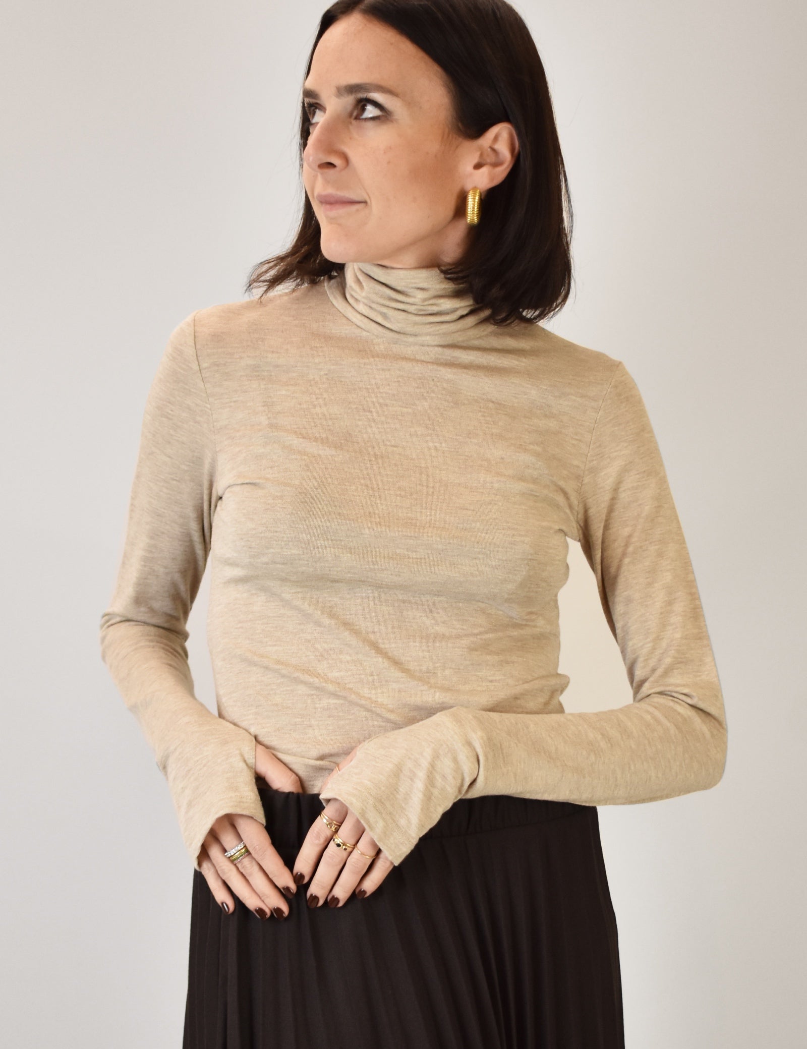 Maglia collo alto misto lana