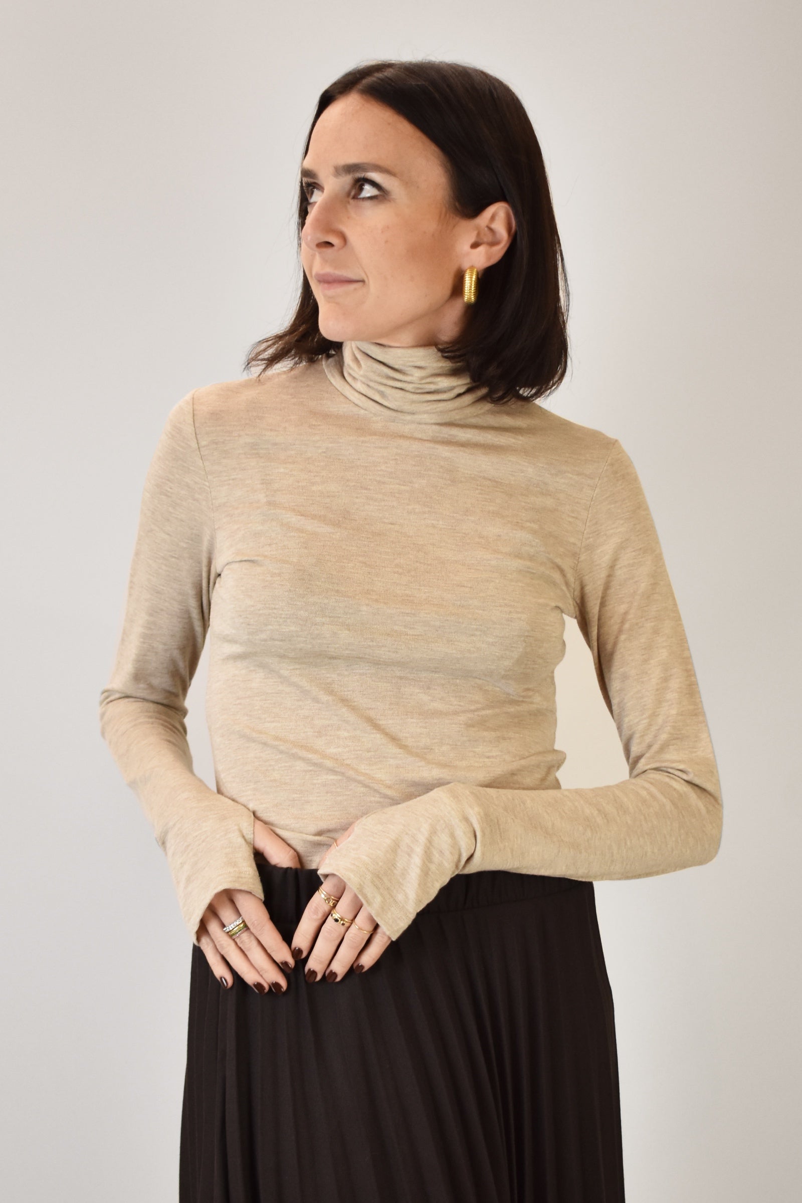 Maglia collo alto misto lana