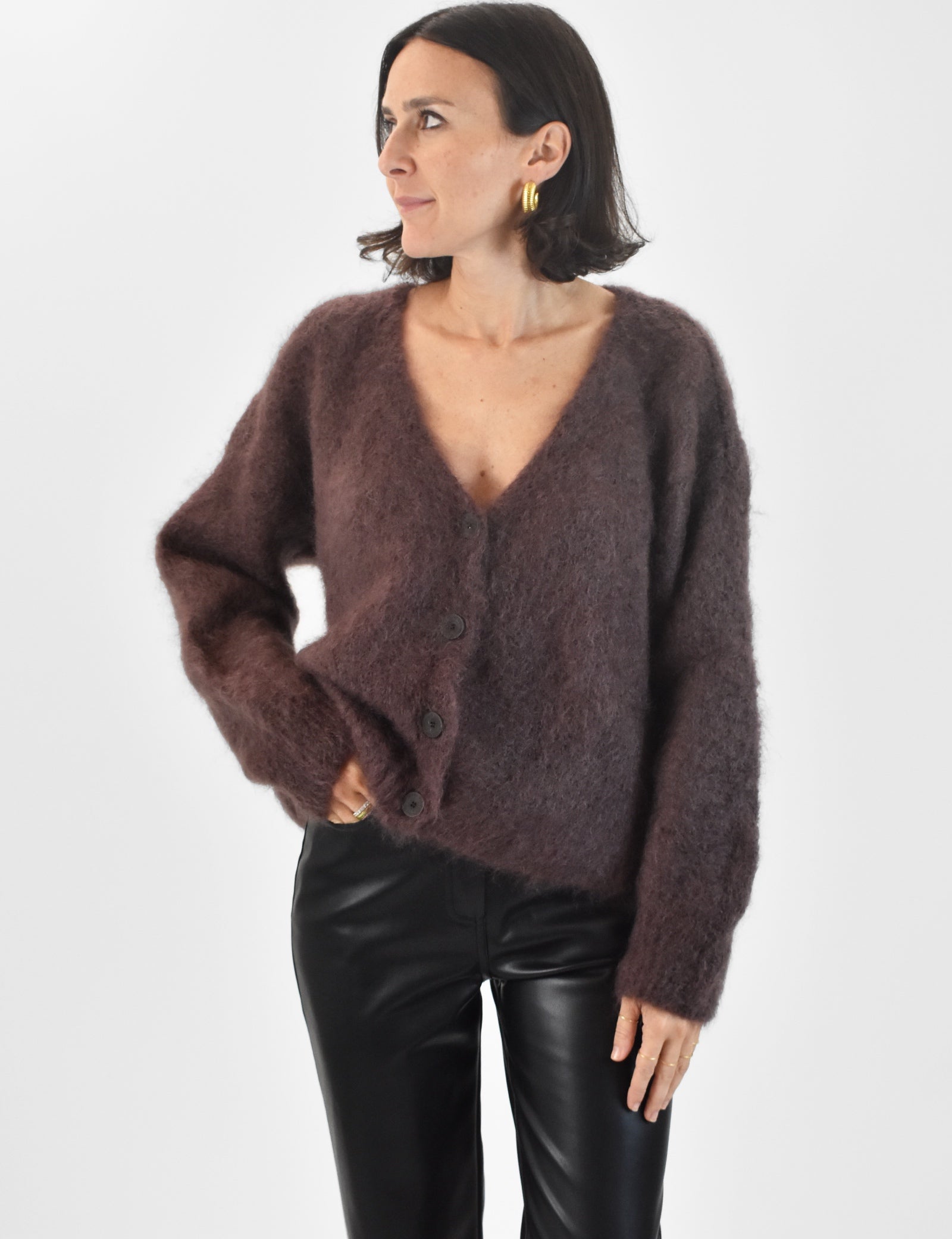 Cardigan boxy fit kid mohair