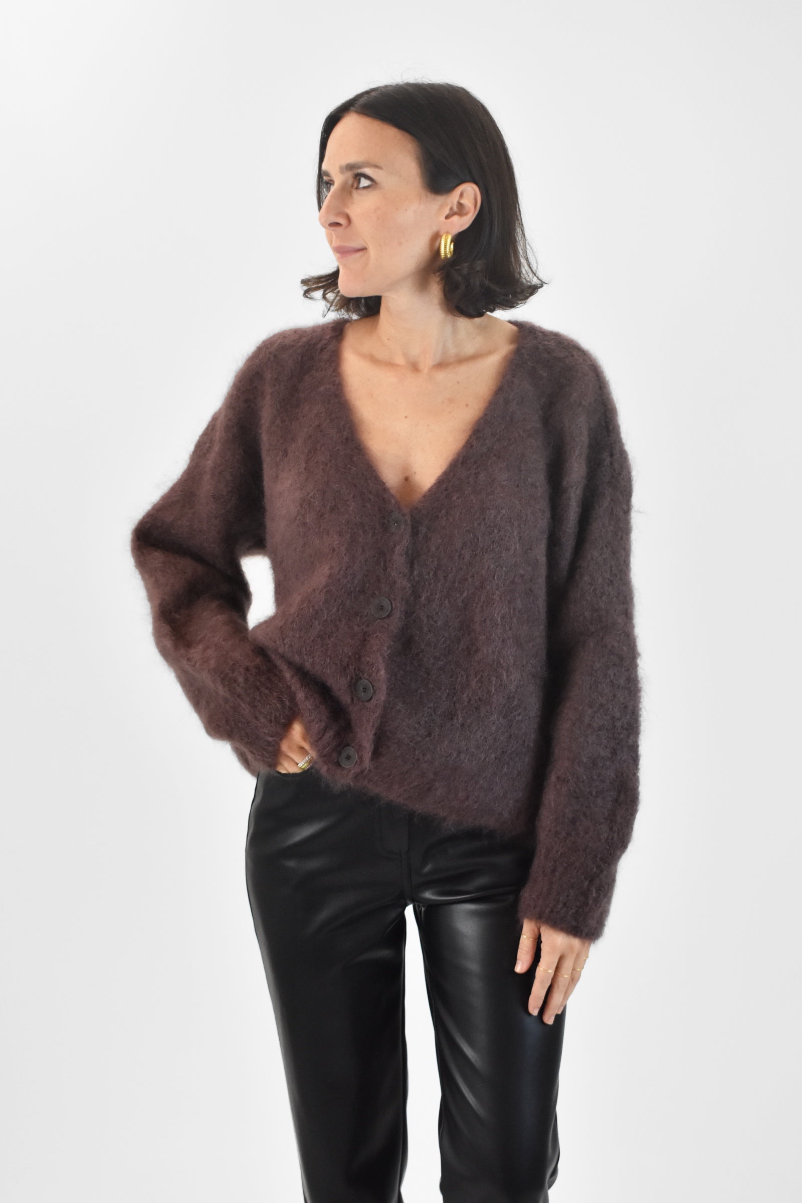Cardigan boxy fit kid mohair