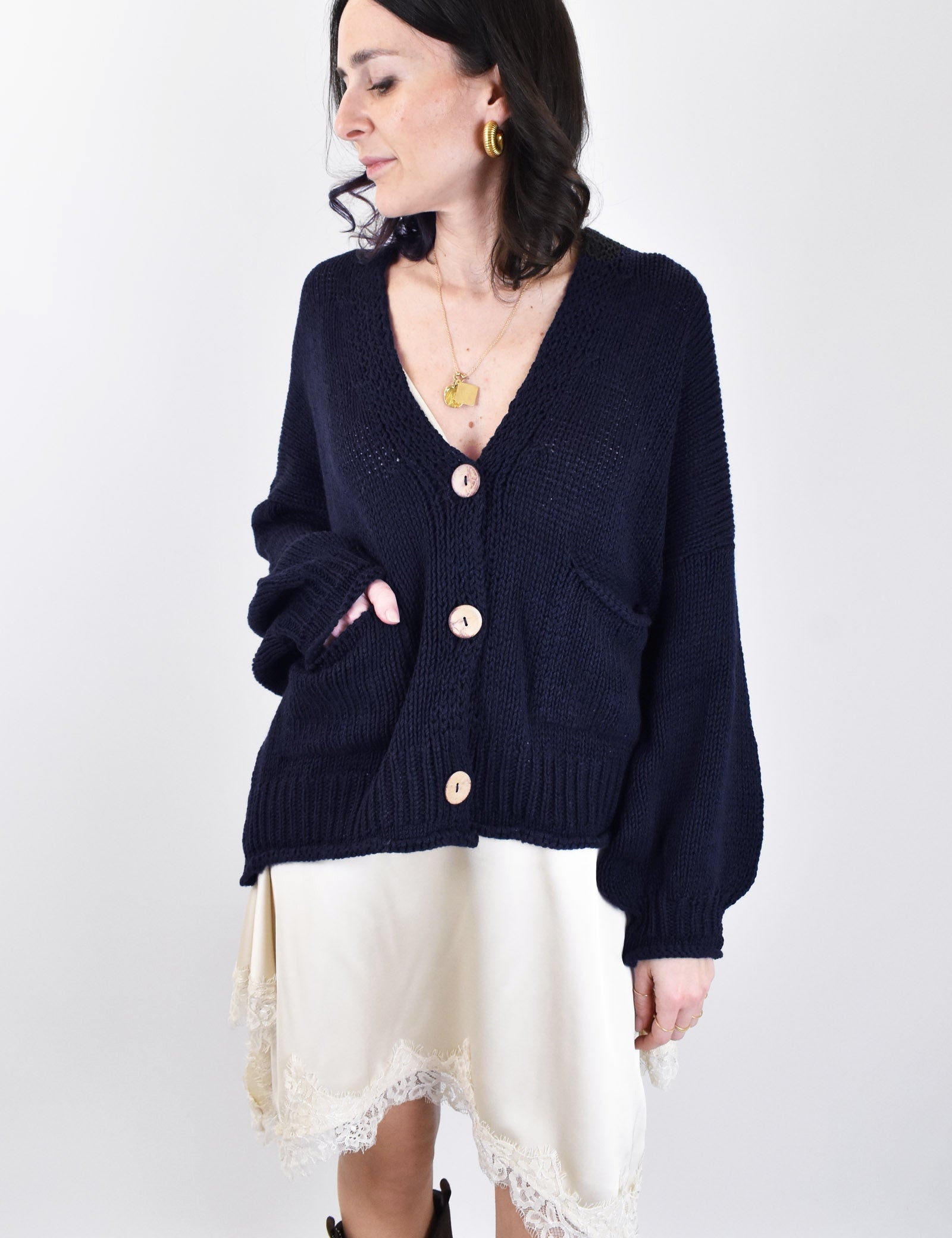 Cardigan 3 bottoni cotone