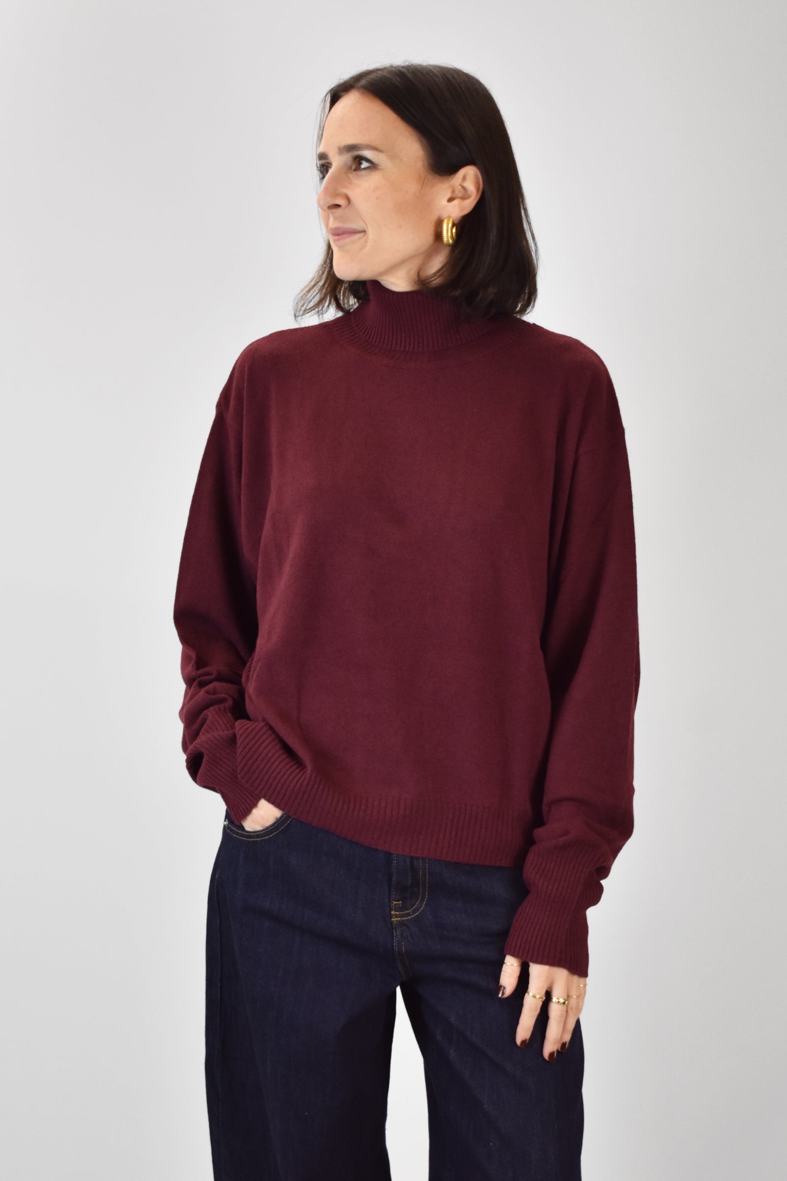 Maglia collo alto misto lana