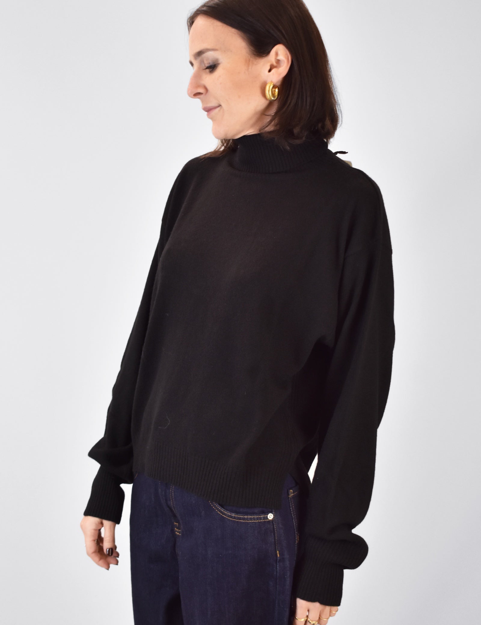 Maglia collo alto misto lana