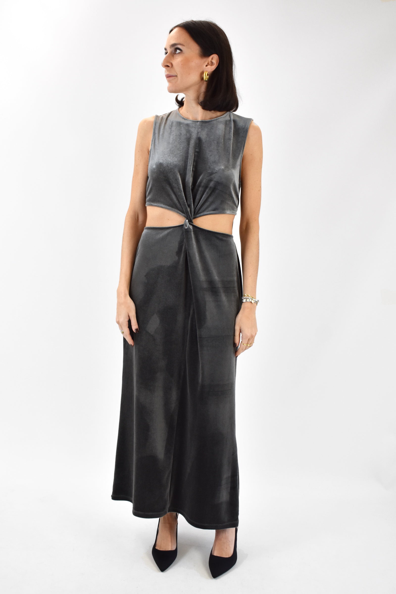 Abito velluto cut-out