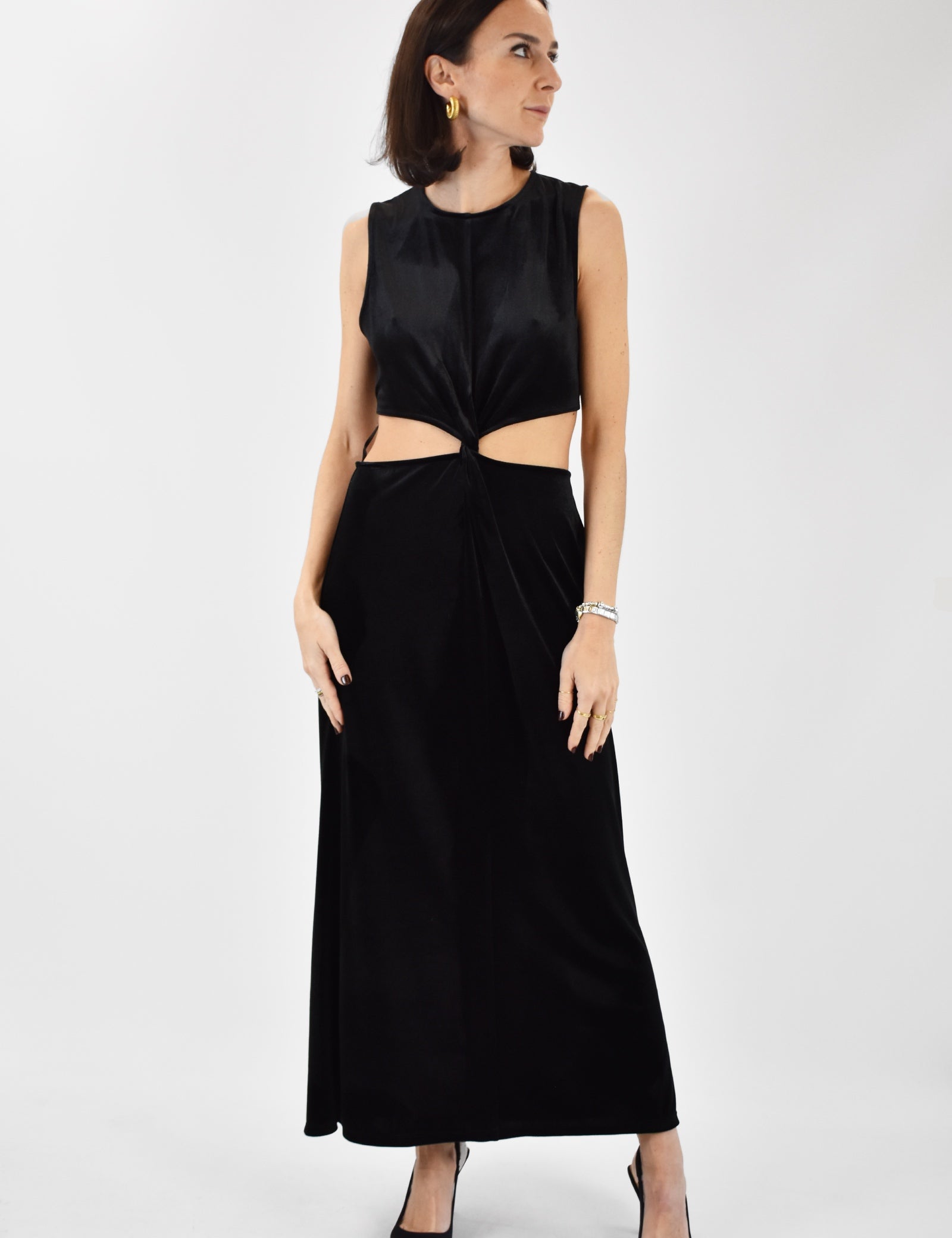 Abito velluto cut-out