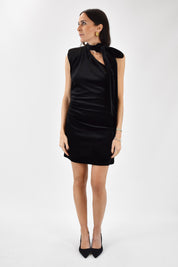 Abito velluto corto monospalla