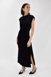 Abito velluto lungo arricciato