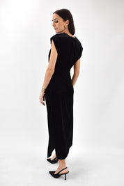 Abito velluto lungo arricciato