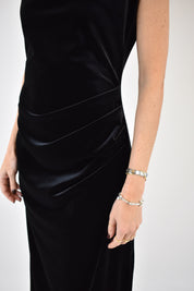 Abito velluto lungo arricciato