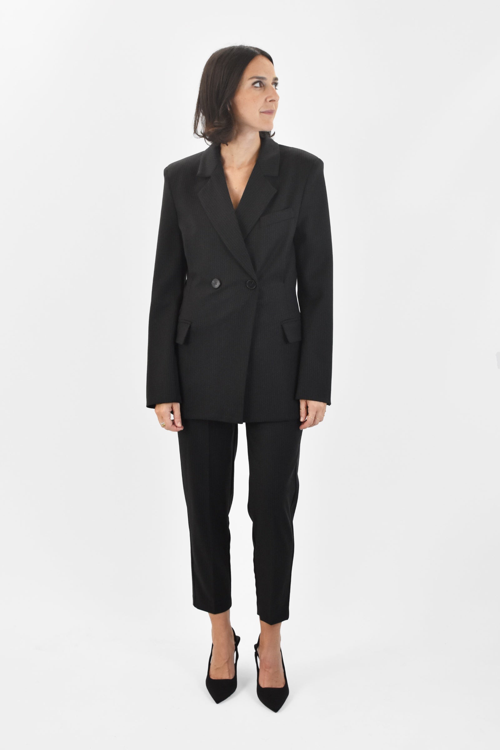 Pantalone gessato relax fit