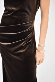 Abito velluto lungo arricciato