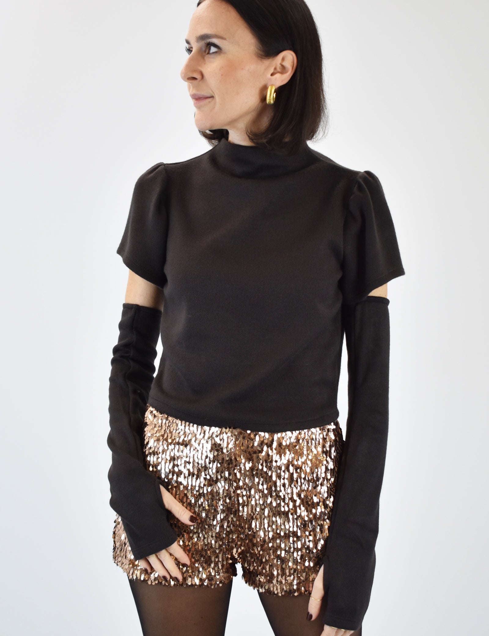 Lupetto crop manicotti