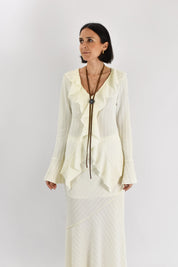 Camicia rouches BOHO con bolo