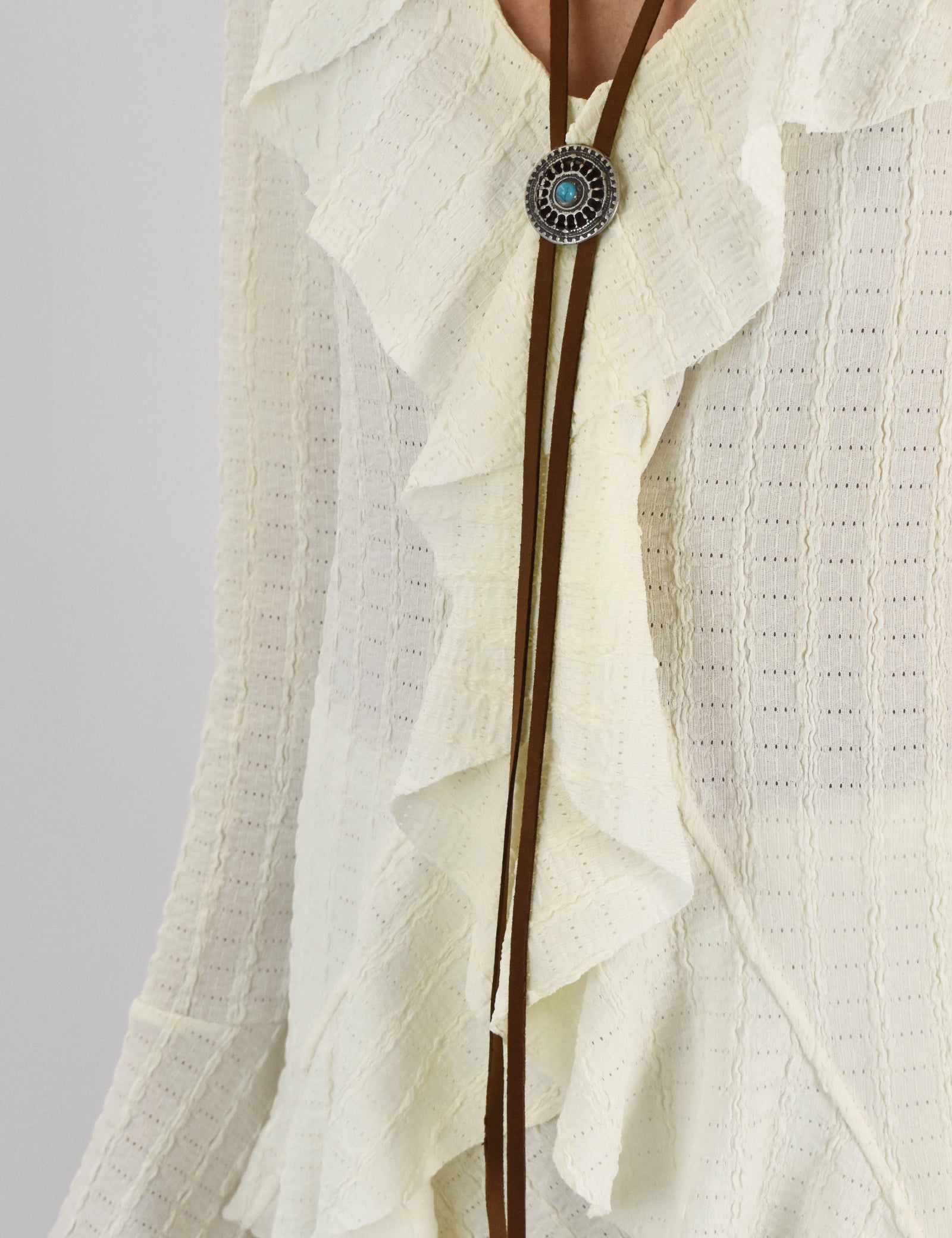 Camicia rouches BOHO con bolo