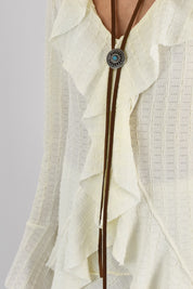 Camicia rouches BOHO con bolo