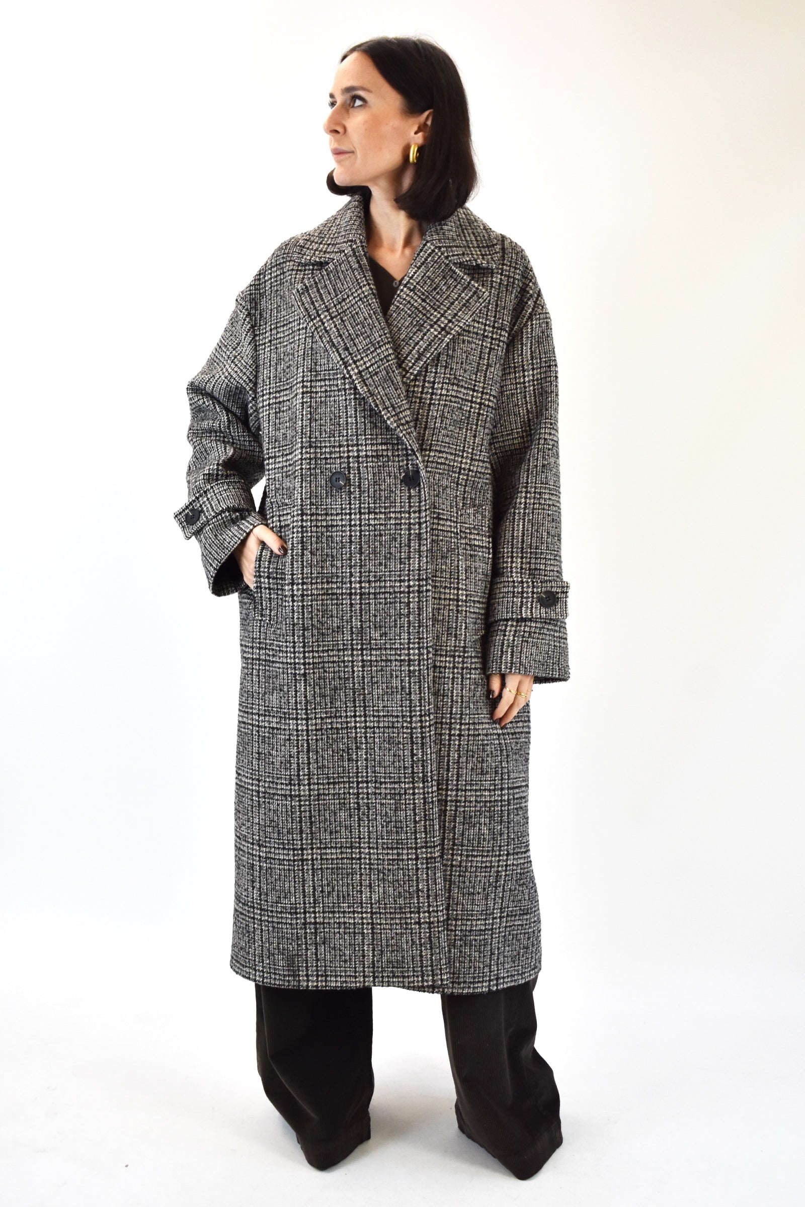 Cappotto check doppiopetto