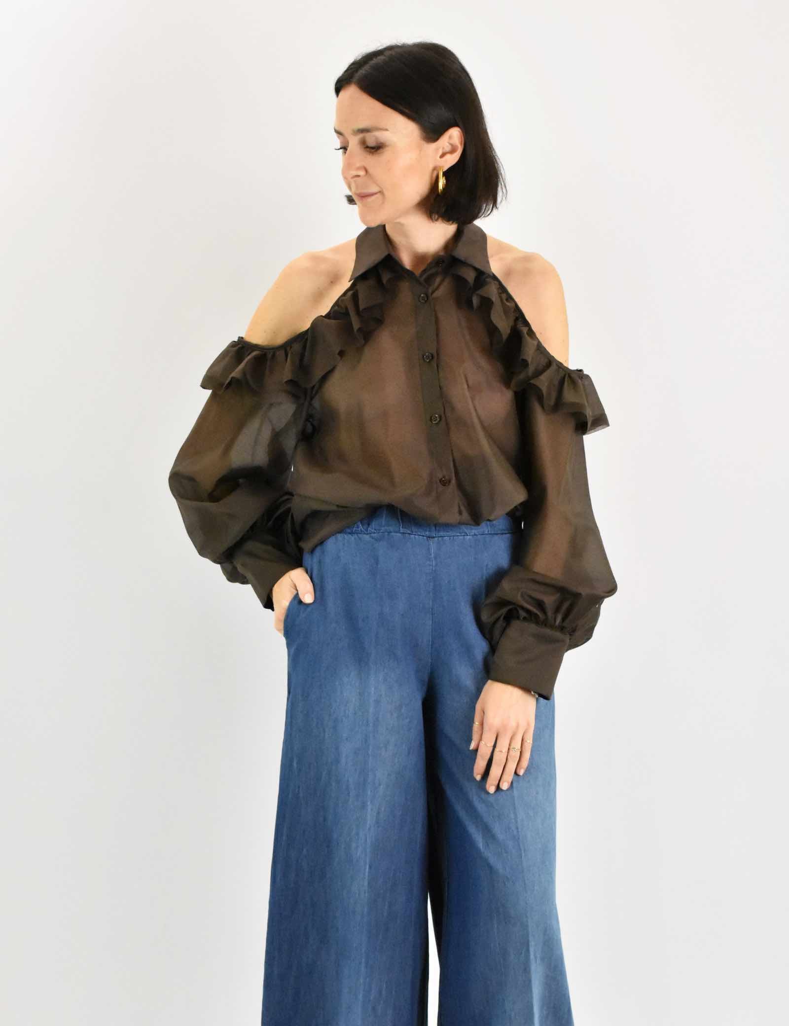 Camicia rouches cut out