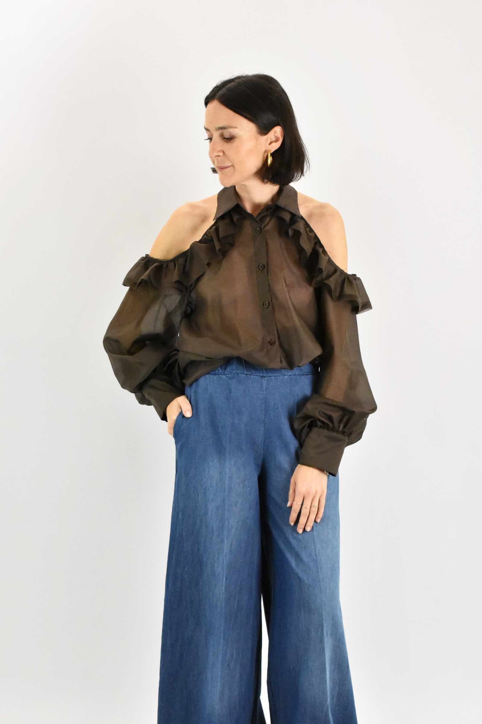 Camicia rouches cut out