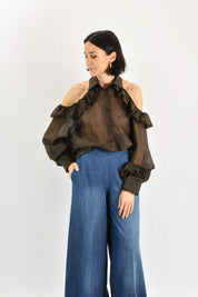 Camicia rouches cut out