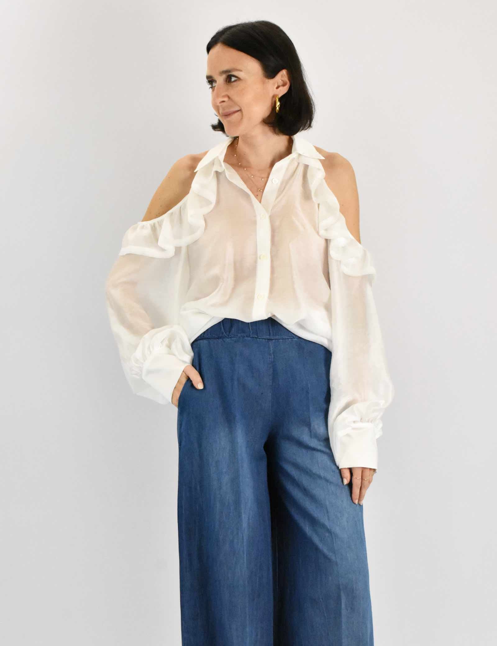 Camicia rouches cut out
